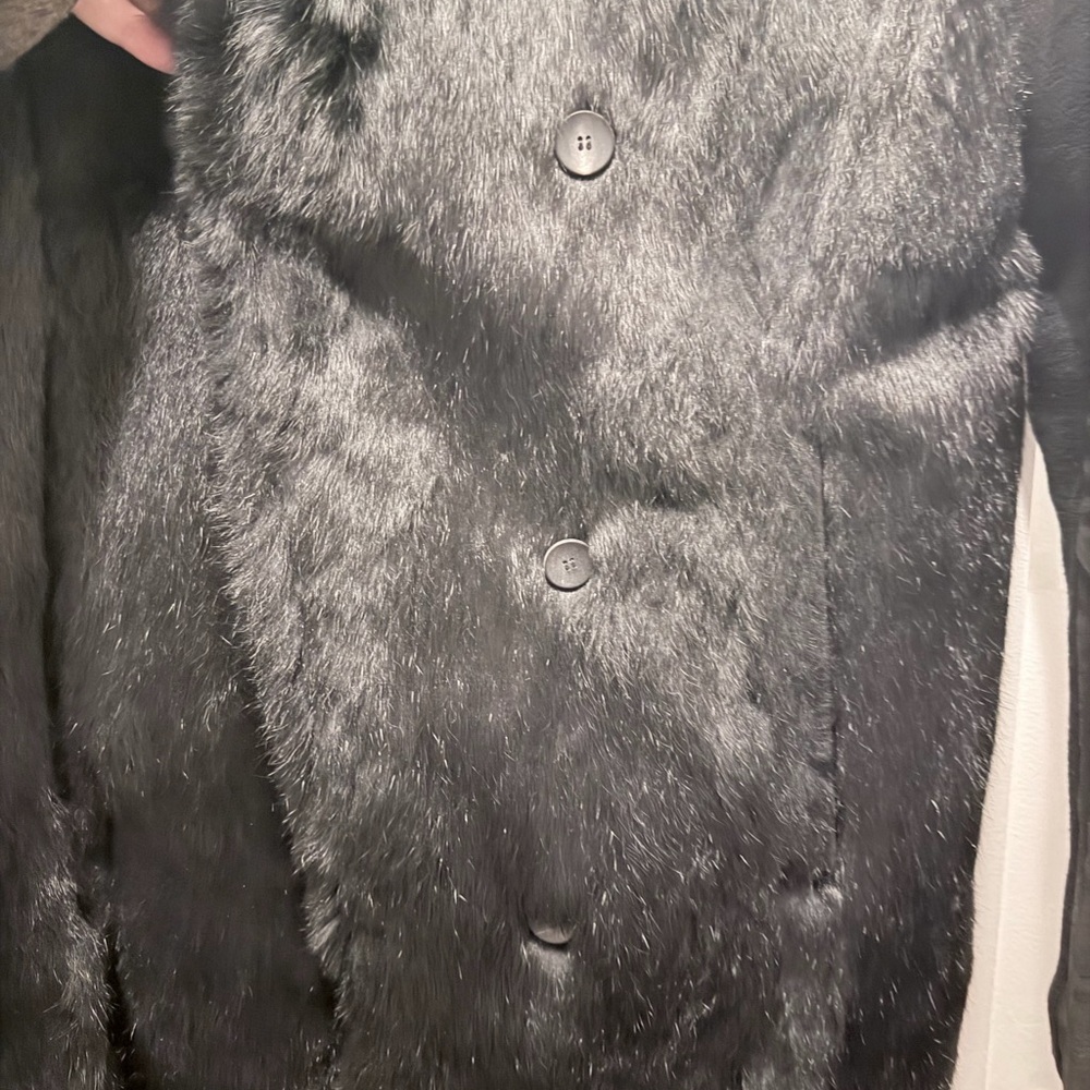 Helmut Lang Black Fur Asymmetrical Coat - Picture 3 of 10